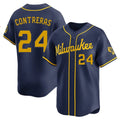 Silnrao M.Brewers #24 William Contreras Player Navy Home Limited Stitched Jerseys