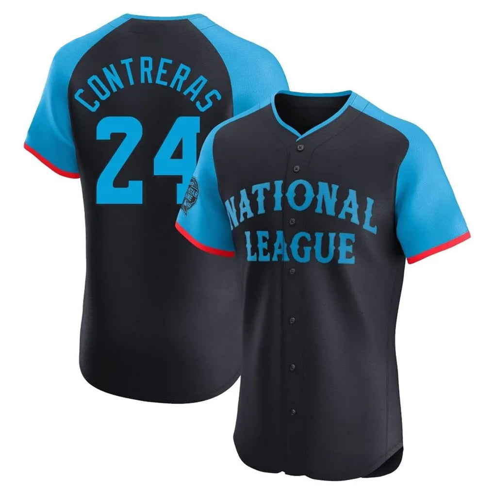 Silnrao M.Brewers #24 William Contreras Player Navy Limited National League All-Star Home Limited Elite Stitched Jerseys