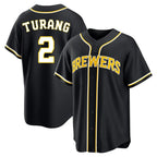 Silnrao M.Brewers #2 Brice Turang Player Black Fashion Out Home Game Stitched Jerseys