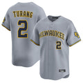 Silnrao M.Brewers #2 Brice Turang Player Gray Home Limited Stitched Jerseys