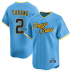 Silnrao M.Brewers #2 Brice Turang Player Light Blue City Connect Home Limited Stitched Jerseys
