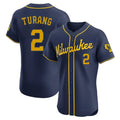 Silnrao M.Brewers #2 Brice Turang Player Navy Home Limited Elite Stitched Jerseys