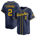 Silnrao M.Brewers #2 Brice Turang Player Navy Home Limited Stitched Jerseys