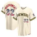 Silnrao M.Brewers #32 Jacob Misiorowski Cream 2026 All-Star Edition Stars & Stripes Stadium Jerseys