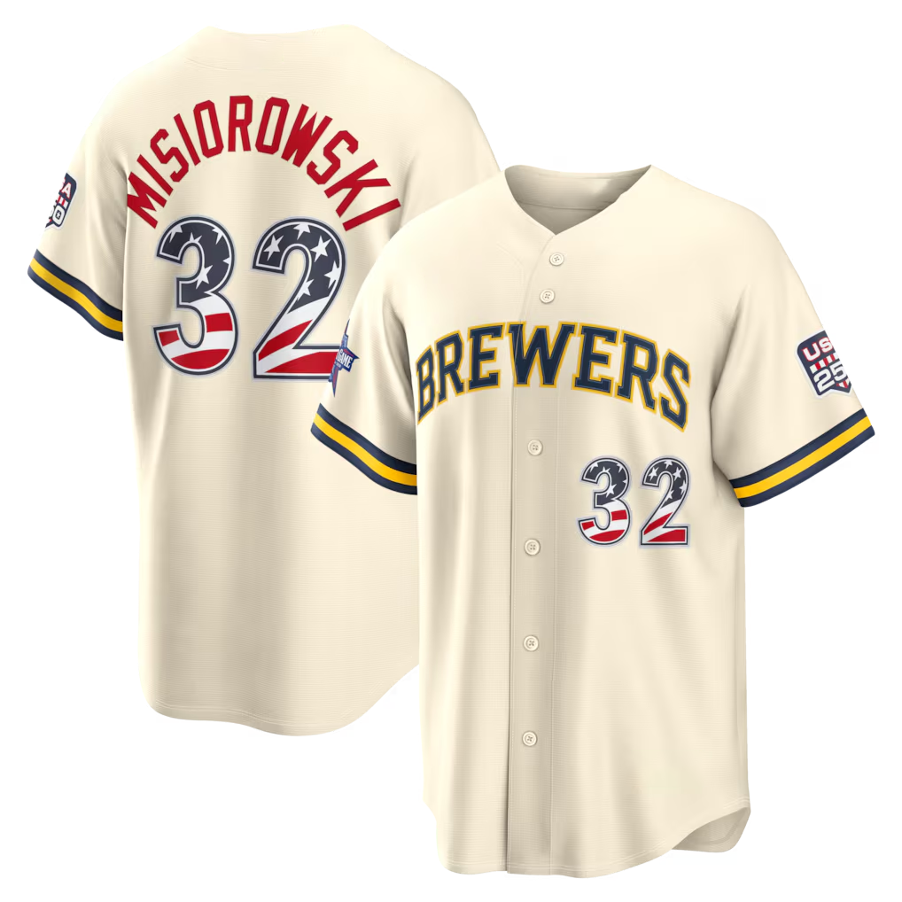 Silnrao M.Brewers #32 Jacob Misiorowski Cream 2026 All-Star Edition Stars & Stripes Stadium Jerseys