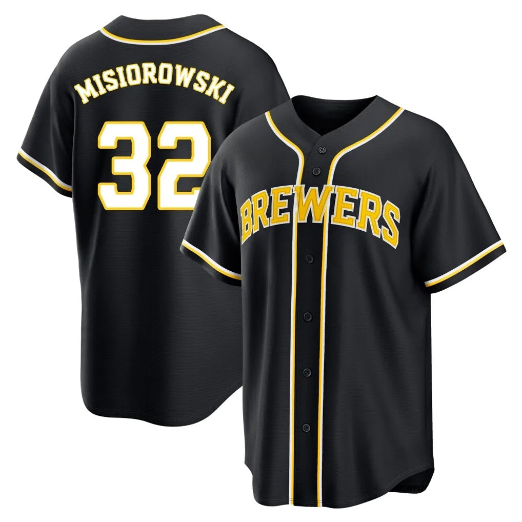 Silnrao M.Brewers #32 Jacob Misiorowski Player Black Fashion Out Home Game Stitched Jerseys
