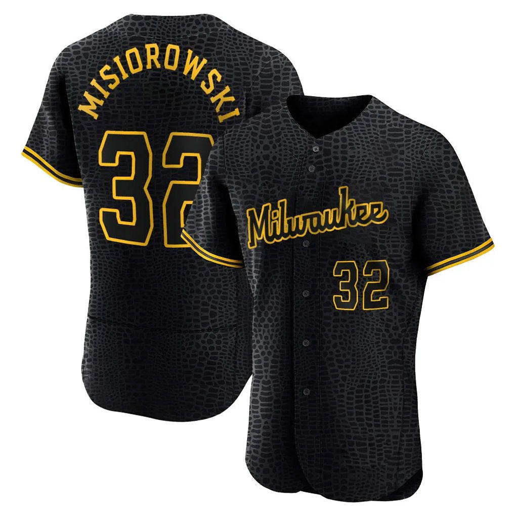 Silnrao M.Brewers #32 Jacob Misiorowski Player Black Snake Skin City Home Limited Elite Stitched Jerseys