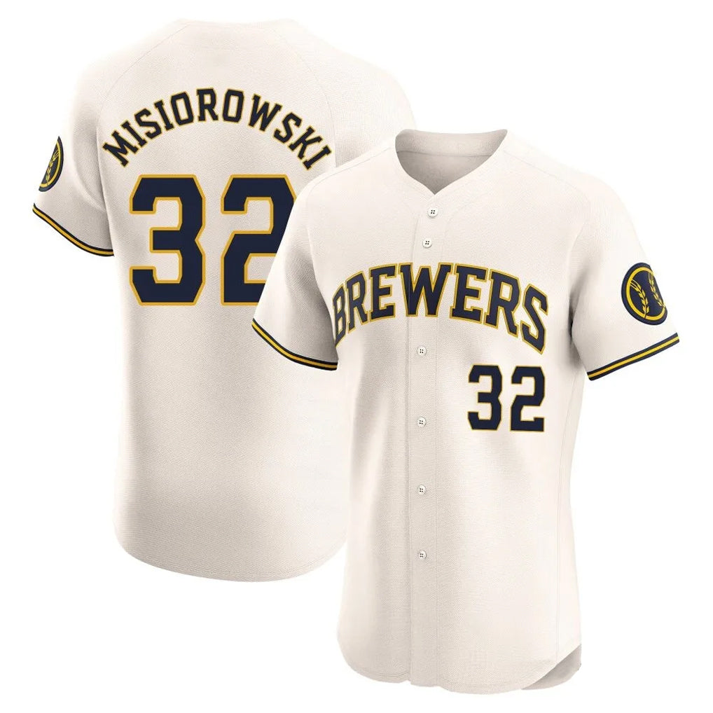 Silnrao M.Brewers #32 Jacob Misiorowski Player Cream Home Limited Elite Stitched Jerseys
