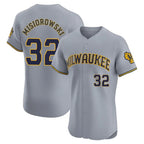 Silnrao M.Brewers #32 Jacob Misiorowski Player Gray Home Limited Elite Stitched Jerseys