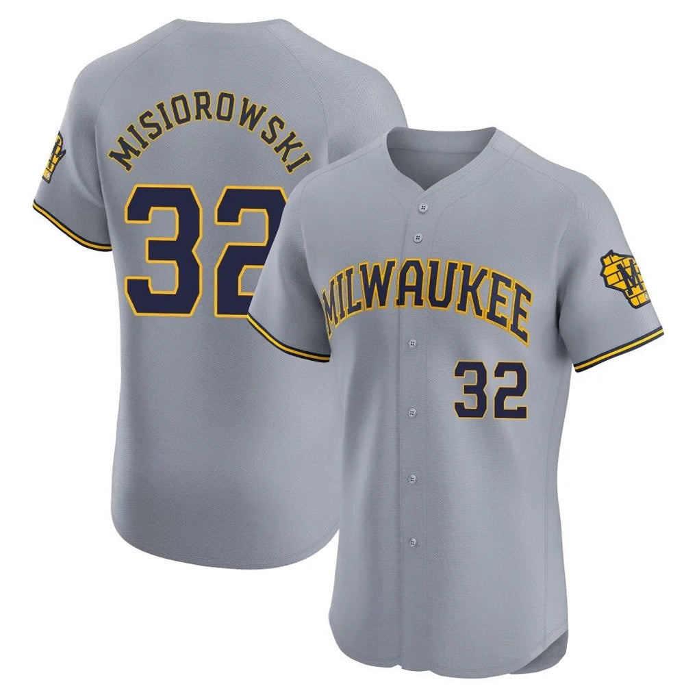 Silnrao M.Brewers #32 Jacob Misiorowski Player Gray Home Limited Elite Stitched Jerseys