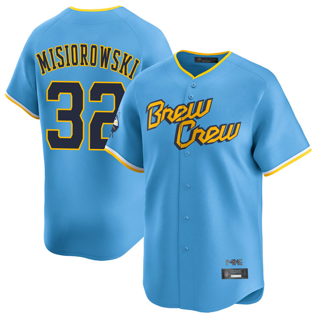 Silnrao M.Brewers #32 Jacob Misiorowski Player Light Blue City Connect Home Limited Stitched Jerseys