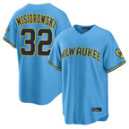 Silnrao M.Brewers #32 Jacob Misiorowski Player Light Blue Road Stadium Game Stitched Jerseys