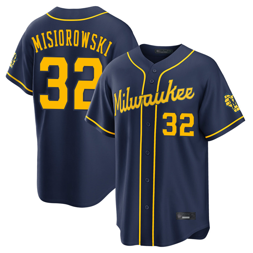 Silnrao M.Brewers #32 Jacob Misiorowski Player Navy Home Stadium Game Stitched Jerseys