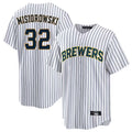 Silnrao M.Brewers #32 Jacob Misiorowski Player White Stripes Home Game Stitched Jerseys