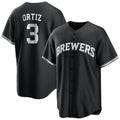 Silnrao M.Brewers #3 Joey Ortiz Player Black Game Home Stitched Jerseys