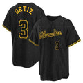 Silnrao M.Brewers #3 Joey Ortiz Player Black Snake Skin City Home Game Stitched Jerseys