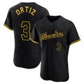 Silnrao M.Brewers #3 Joey Ortiz Player Black Snake Skin City Home Limited Elite Stitched Jerseys