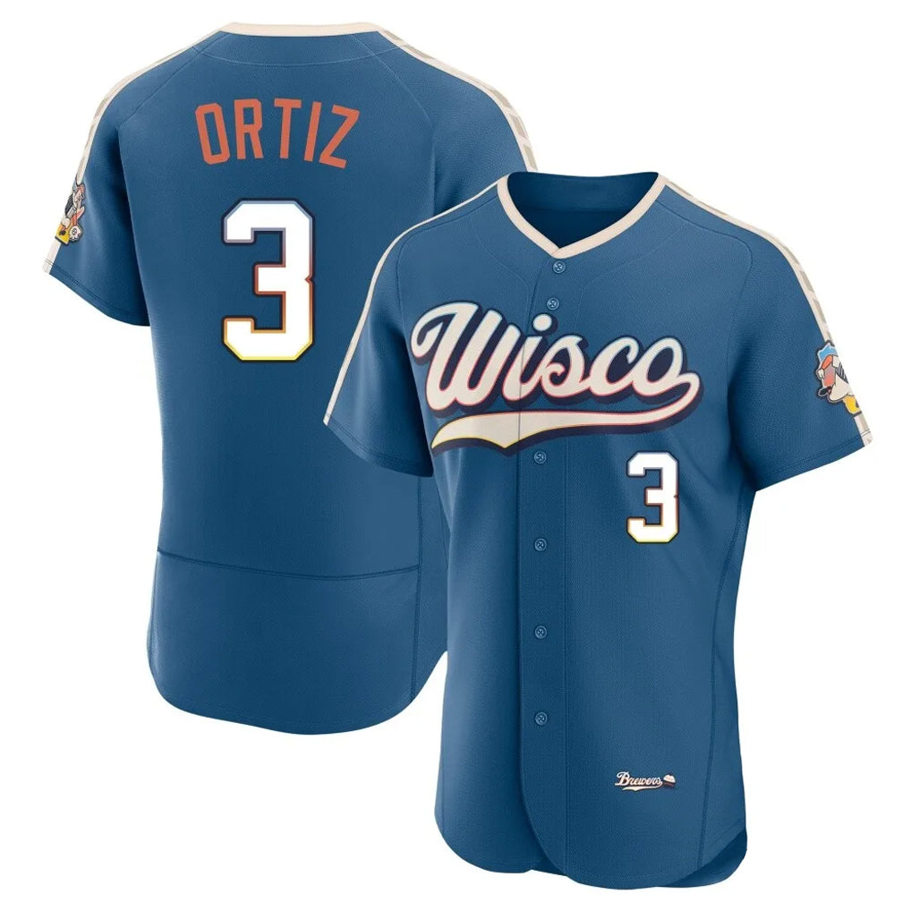 Silnrao M.Brewers #3 Joey Ortiz Player Blue 2026 City Connect Home Limited Elite Stitched Jerseys