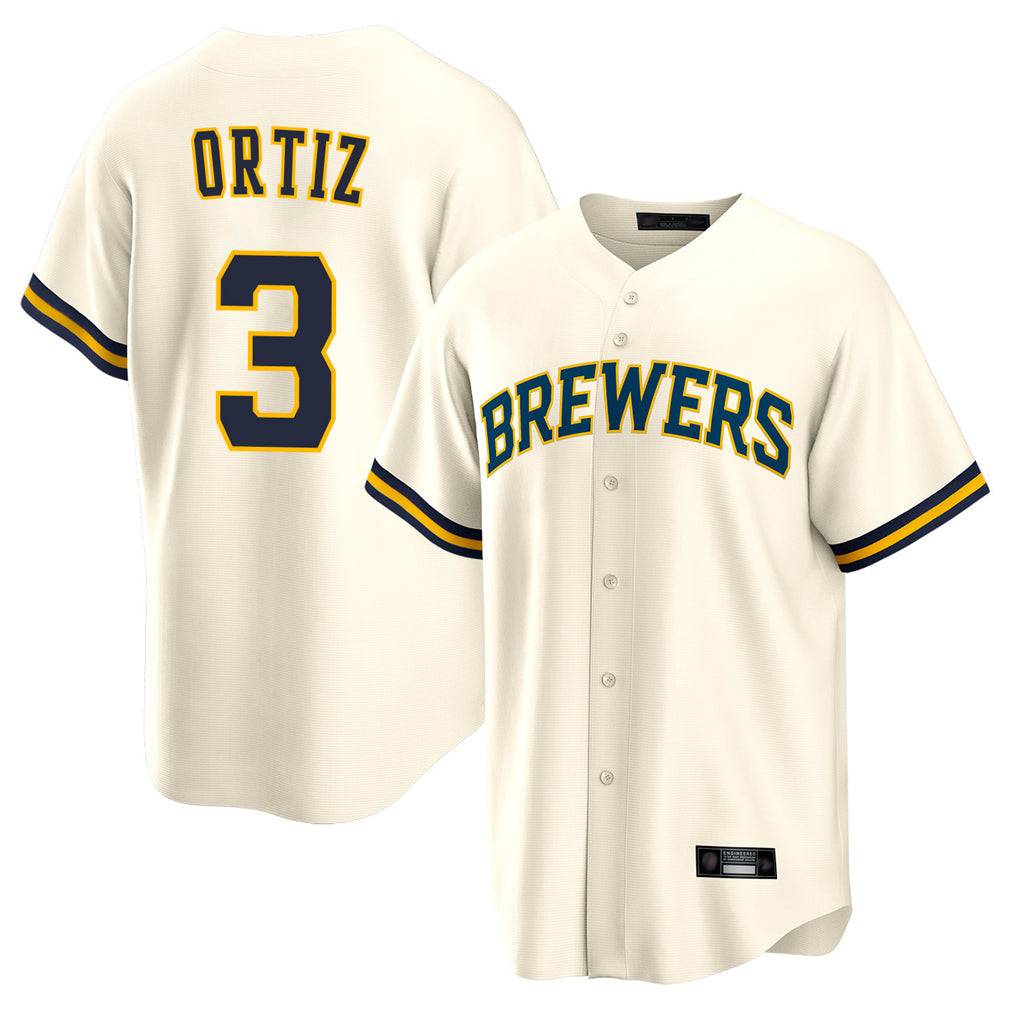 Silnrao M.Brewers #3 Joey Ortiz Player Cream Home Game Stitched Jerseys