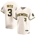 Silnrao M.Brewers #3 Joey Ortiz Player Cream Home Limited Game Stitched Jerseys