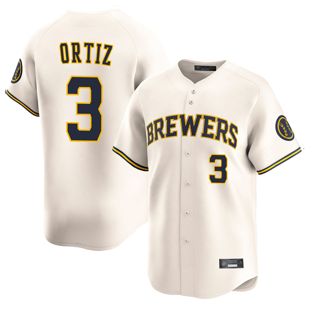 Silnrao M.Brewers #3 Joey Ortiz Player Cream Home Limited Game Stitched Jerseys
