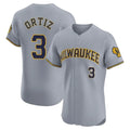 Silnrao M.Brewers #3 Joey Ortiz Player Gray Home Limited Elite Stitched Jerseys