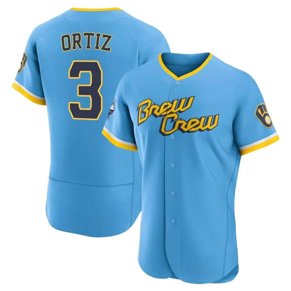 Silnrao M.Brewers #3 Joey Ortiz Player Light Blue City Connect Home Limited Elite Stitched Jerseys
