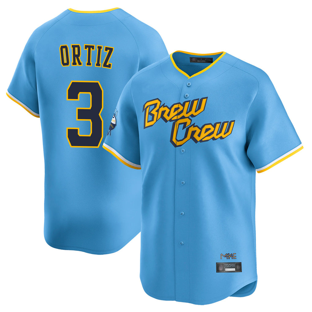 Silnrao M.Brewers #3 Joey Ortiz Player Light Blue City Connect Home Limited Stitched Jerseys
