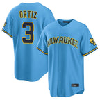Silnrao M.Brewers #3 Joey Ortiz Player Light Blue Road Stadium Game Stitched Jerseys