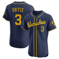 Silnrao M.Brewers #3 Joey Ortiz Player Navy Home Limited Elite Stitched Jerseys