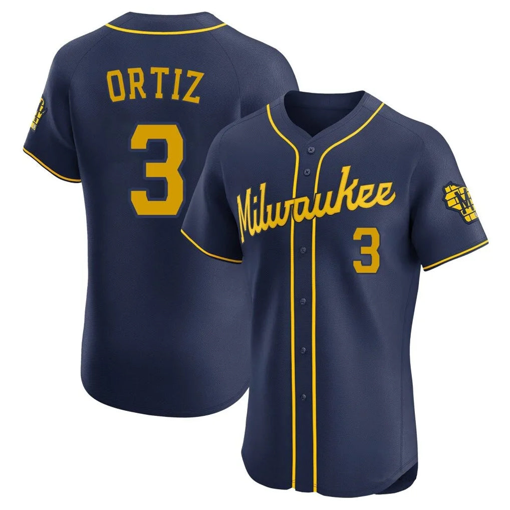 Silnrao M.Brewers #3 Joey Ortiz Player Navy Home Limited Elite Stitched Jerseys