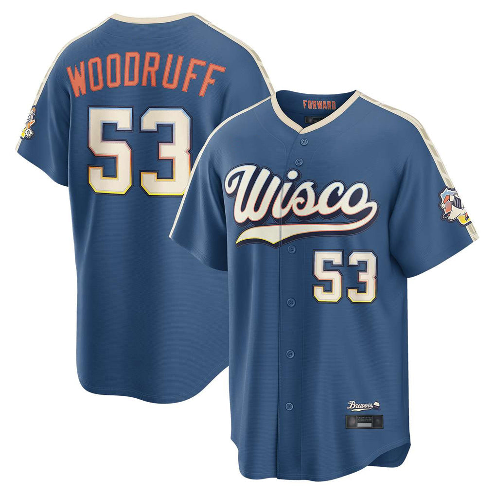 Silnrao M.Brewers #53 Brandon Woodruff Player Blue 2026 City Connect Home Game Stitched Jerseys