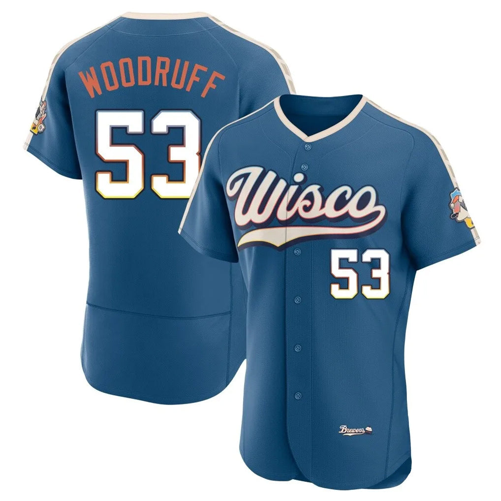 Silnrao M.Brewers #53 Brandon Woodruff Player Blue 2026 City Connect Home Limited Elite Stitched Jerseys