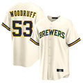 Silnrao M.Brewers #53 Brandon Woodruff Player Cream Home Game Stitched Jerseys