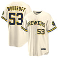 Silnrao M.Brewers #53 Brandon Woodruff Player Cream Home Limited Stitched Jerseys