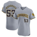 Silnrao M.Brewers #53 Brandon Woodruff Player Gray Home Limited Elite Stitched Jerseys