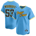 Silnrao M.Brewers #53 Brandon Woodruff Player Light Blue City Connect Home Limited Stitched Jerseys