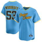 Silnrao M.Brewers #53 Brandon Woodruff Player Light Blue City Connect Home Limited Stitched Jerseys