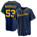 Silnrao M.Brewers #53 Brandon Woodruff Player Navy Home Game Stitched Jerseys