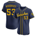 Silnrao M.Brewers #53 Brandon Woodruff Player Navy Home Limited Elite Stitched Jerseys