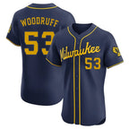 Silnrao M.Brewers #53 Brandon Woodruff Player Navy Home Limited Elite Stitched Jerseys
