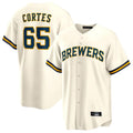 Silnrao M.Brewers #65 Nestor Cortes Player Cream Home Game Stitched Jerseys