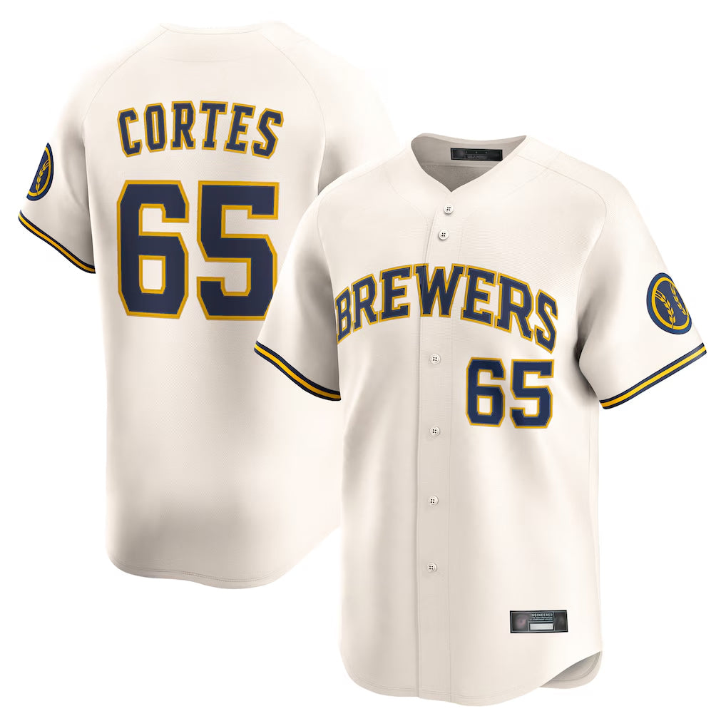 Silnrao M.Brewers #65 Nestor Cortes Player Cream Home Limited Game Stitched Jerseys