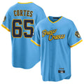 Silnrao M.Brewers #65 Nestor Cortes Player Light Blue City Connect Home Game Stitched Jerseys