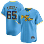 Silnrao M.Brewers #65 Nestor Cortes Player Light Blue City Connect Home Limited Stitched Jerseys