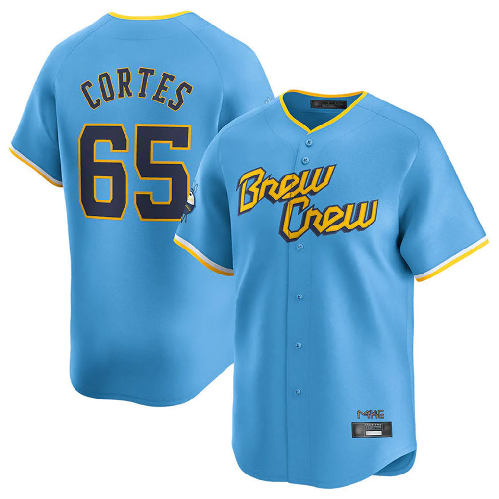 Silnrao M.Brewers #65 Nestor Cortes Player Light Blue City Connect Home Limited Stitched Jerseys