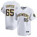 Silnrao M.Brewers #65 Nestor Cortes Player White Stripes Home Limited Game Stitched Jerseys