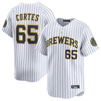 Silnrao M.Brewers #65 Nestor Cortes Player White Stripes Home Limited Game Stitched Jerseys