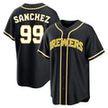 Silnrao M.Brewers #99 Gary Sanchez Player Black Fashion Out Home Game Stitched Jerseys