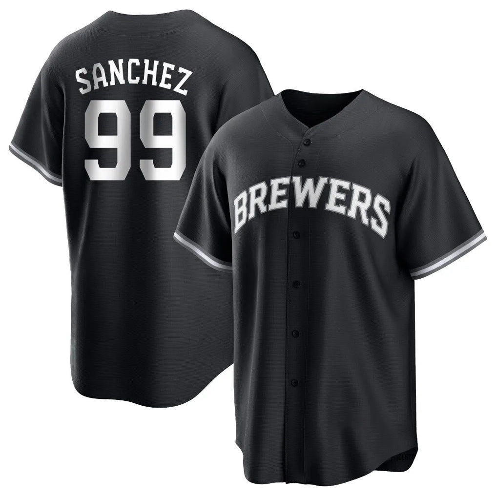 Silnrao M.Brewers #99 Gary Sanchez Player Black Game Home Stitched Jerseys